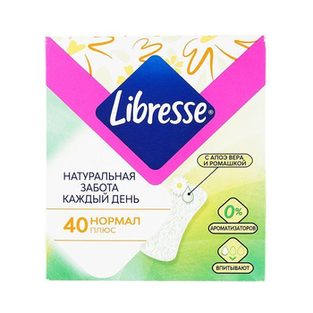 Гігієнічні щоденні прокладання Libresse Natural Care Pantyliners Normal+ 40 шт