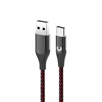 Кабель USB EVOC Ceramic LED Type-C 2.8A/1m Black Bordo