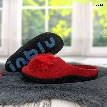 Тапочки женские фетровые Inblu красные для ламината безшумные с пушком 40 р (25,5 см) 2714