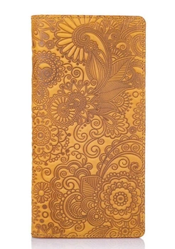 Жовтий шкіряний гаманець Hi Art WP-05 Mehendi Art Жовтий