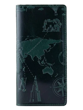 Шкіряний гаманець Hi Art WP-02 Crystal Green 7 wonders of the world Зелений