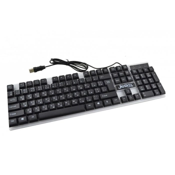 Игровая клавиатура для компьютера JEDEL K500 Черная с белым геймерская проводная с USB интерфейсом с RGB подсветкой с плавным ходом клавиш (49017)