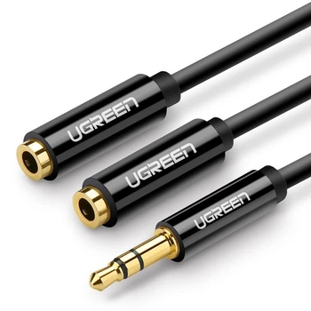 Кабель UGREEN AV123 3.5mm Male to 2x3.5mm Female 20cm Black (10532)