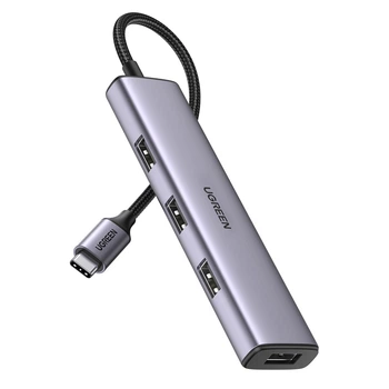 USB-хаб UGREEN CM473 USB-C to 4xUSB 3.0 5Gbps Space Gray (20841)