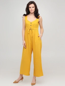Комбинезон-брюки однотонный кэжуал BEBE PLUS 24095 L (78230L) Желтый