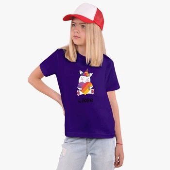 Дитяча футболка для дівчаток Лайк Єдиноріг (Likee Unicorn) (25186-1037-23) 146-152 см Бавовна Фіолетовий