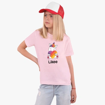 Дитяча футболка для дівчаток Лайк Єдиноріг (Likee Unicorn) (25186-1037-27) 122-128 см Бавовна Рожевий