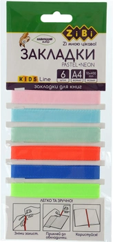 Закладки для книг ZiBi Pastel+Neon A4 Ассорти 6 шт (ZB.9202)