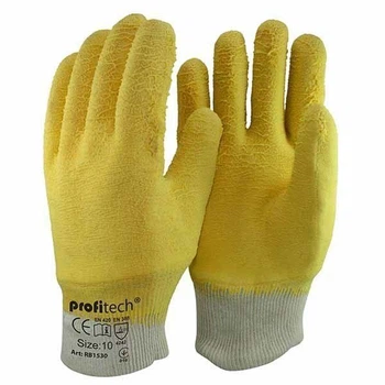 Перчатки Х/Б покрыты желтым латексом Profitech RB 1530