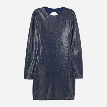 Сукня-футболка коротка осіння жіноча H&M 0751214_тем.синий.блиски M Темно-синя (KAY2000001310977_LD2000001310977)