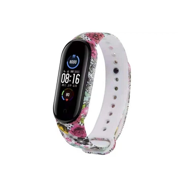 Силіконовий ремінець MRK для фітнес браслета Xiaomi Mi Band 6/5 з малюнком Gothic Flower (24) (mrk3089)