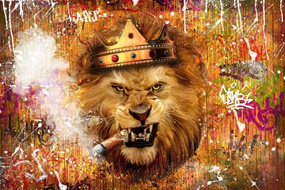 Картина на холсте лев сигара lion 20х30 см