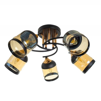 Люстра на 5 плафонов черная с золотым LK-706S/5 E27 BK+FG Brille 24-542