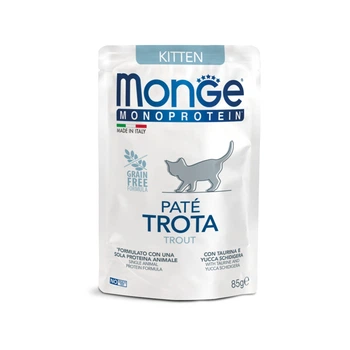 Мясной паштет Monge Cat Monoprotein Kitten для котят форель 85 гр