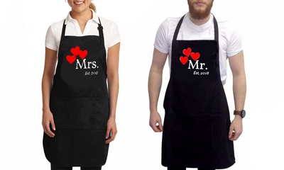 Парные фартуки с принтом "Mrs. Mr."