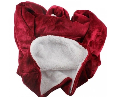 Толстовка худи оверсайз плед халат с капюшоном Huggle Hoodie Бордовый