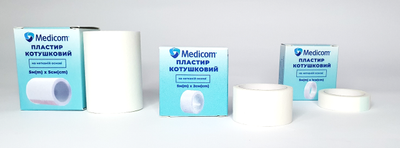 Пластир медичний котушковий MEDICOM на тканинній основі, 5Мx5СМ