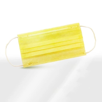 Маски медичні захисні НЗМ тришарові з фільтром "Мелтблаун" для дорослих, жовті, 50шт