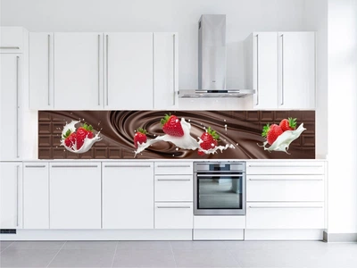 Кухонный фартук Скинали Шоколад клубника 60х250 см (024)