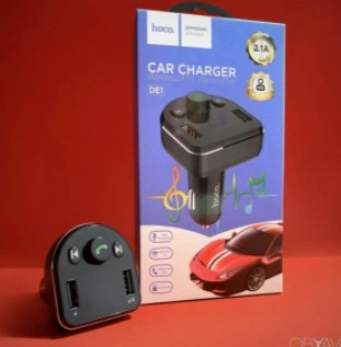 FM модулятор +АЗУ Hoco DE1 Cool Travel 2USB/3.1A