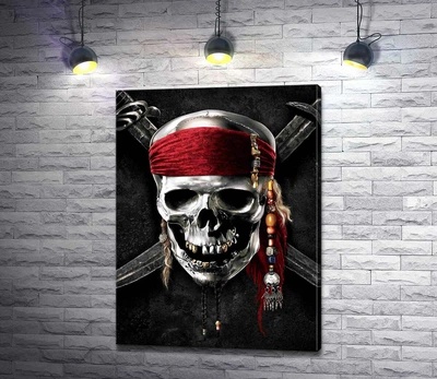 Картина Знаменитый череп Джека Воробья (Jack Sparrow) на фильме "Пираты Карибского моря" (Pirates of the Caribbean) 45x60 см Модуль №1 (000375)