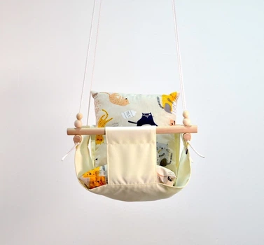 Детская качеля Infancy «Котики» молочная основа от 7 месяцев до 5 лет