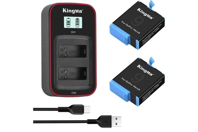 3-Pack SPBL1B комплект з 2 акумуляторів KingMa для GoPro SPBL1B та подвійного зарядного пристрою