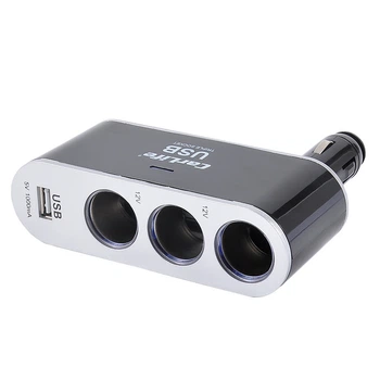 Разветвитель прикуривателя 3в1 + USB CarLife CS302 STM03007