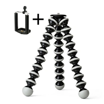 Гибкий штатив, трипод для смартфона, GoPro, камеры + держатель Alitek Flexible Black/white L (621020)