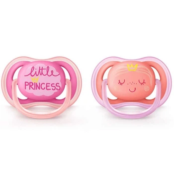 Пустышка Philips AVENT Ultra Air с декором 6-18 мес, 2 шт для девочек (SCF343/22)