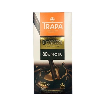 Шоколад Trapa черный 80% без сахара, 80г