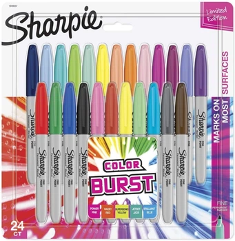 Маркеры перманентные Sharpie Permanent Markers Fine Points Color Burst 24 шт. (‎‎1949557)