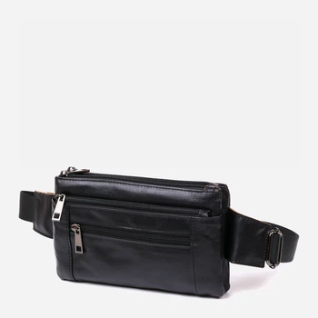 Мужская поясная сумка кожаная Vintage leather-20474 Черная