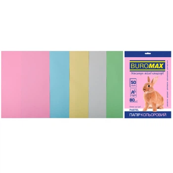 Бумага Buromax А4, 80g, PASTEL, 5colors, 50sh (BM.2721250-99)