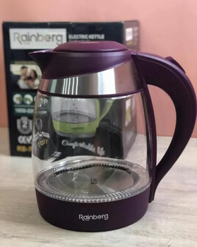 Электрочайник стеклянный Rainberg RN-707 2л с подсветкой 2200W Фиолетовый