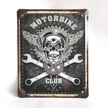 Металева табличка "Motorbike club" для декору дому, декор стiн, декор кiмнати