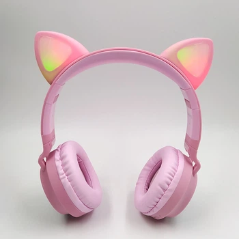 Накладні Bluetooth навушники з котячими вушками HOCO Cat W27 Pink
