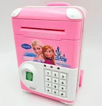 Детский сейф-копилка - EL-510-4 Frozen - музыкальный сейф-чемодан с Эльзой и Анной. Розовый