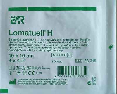 Повязка мазевая гидрофобная Lohmann Rauscher стерильная Lomatuell H 10 х 10 см х 10 шт (4021447233154)
