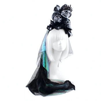 Обруч La Reina de Noche c фатою SETA Decor 19-926BLK-SL