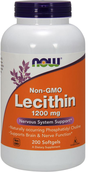 Lecithin 1200 мг натуральная добавка Now Foods 200 софт гель (733739022127)