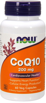 Коэнзим CoQ10 200 мг натуральная добавка Now Foods 60 веган капсул (733739031761)