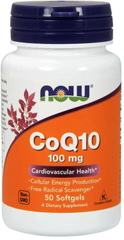 Коэнзим Q10 CoQ10 100 мг натуральная добавка Now Foods 50 софт капсул (733739032089)