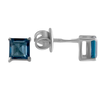 Серебряные серьги с топазом Лондон Блю 1.43ct (2064558)