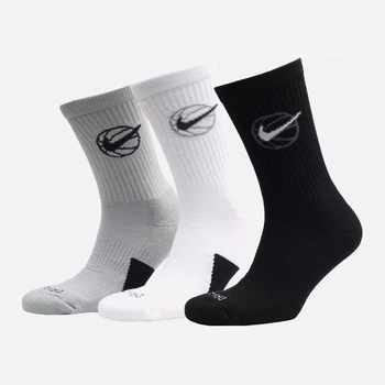 Набор мужских носков высоких Nike Crew Everyday Bball DA2123-902 38-42 3 пары Черный/Белый/Серый (194499745846)