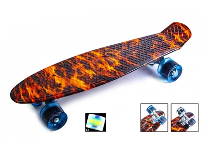Детский пластиковый пенниборд скейтборд Penny Board с принтом Flamy и светящимися колесами до 80 кг