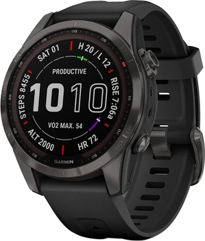 Спортивний годинник Garmin fenix 7S Sapphire Solar Carbon Gray DLC Titanium with Black Band (010-02539-25)