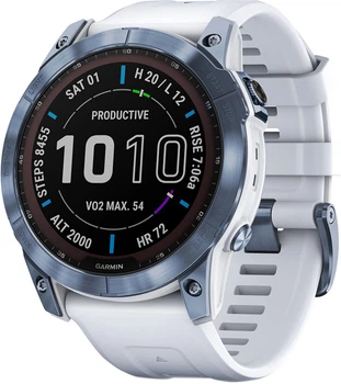 Спортивний годинник Garmin fenix 7X Sapphire Solar Mineral Blue DLC Titanium with Whitestone Band (010-02541-15)
