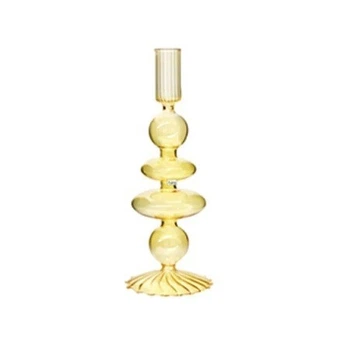 Стеклянный подсвечник REMY-DECOR Роз желтый 28см
