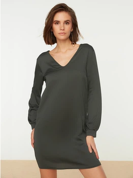Платье короткое женское Trendyol TWOSS22EL0110 34 Khaki (8683045735353)